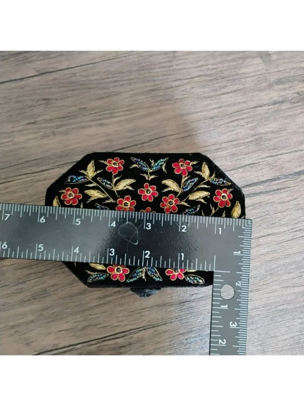 Vintage Indian Zardozi Embroidered Black Velvet Jewelry Box, 6